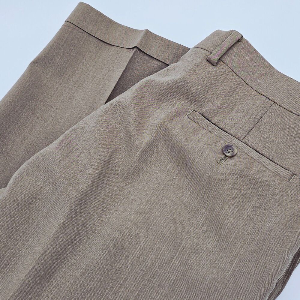 Pronto Uomo Wool Slacks Chinos Men's 38 Tan Pleated Front Cuff Hem